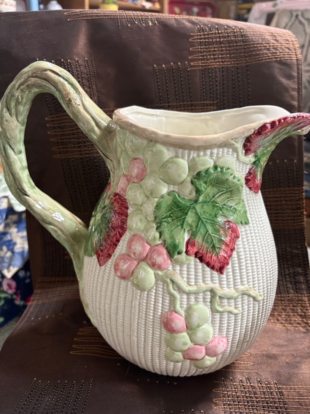 Fitz and Floyd Grape Vine Pitcher 1988